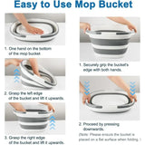 Collapsible Mop Bucket with Handle for Cleaning 16L(4.2 Gallon) Silicone Square Mopping Bucket fo