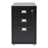 3 -Tiers  Vertical File Cabinet Metal Mobile File Cabinet with Lock Filing Cold-rolled Steel Cabinet Under Desk
