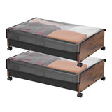 2 Pack Rolling Under Bed Storage With Wheels 25.6x18.1x7.1 Inch  For Clothes Shoes