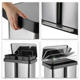 AOOU 16 Gallon Dual Trash Can, 60L(2x30L) Stainless Steel Kitchen Garbage Can