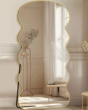 Wavy Full Length Mirror with Stand, 71” x 28" Floor Mirror, Wall Mounted