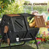 34.5 Gallon Composter Dual Chamber Compost Bin with Steel Legs