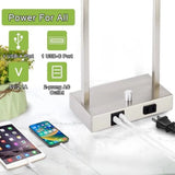 16" Desk Lamps for Home Office, Bedside Lamps with USB C+A Ports and Outlet