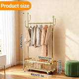Clothes Rail Movable Clothes Hanging Coat Rack with Storage Basket