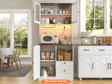 71‘’Kitchen Pantry Storage Cabinet with LED Lights and Power Outlet