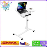 White Mobile Lift Computer Folding Desk Study Table Height Adjustable Computer Desk Lap Bed Tray Bed Desk Work Furniture