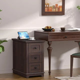 3-Drawe Wooden Storage Nightstand  with Charging Station for Living Room