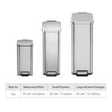 2.6 Gallon Small Stainless Steel Step Trash Can for Bedroom and Office Use, Silver Soft-Close