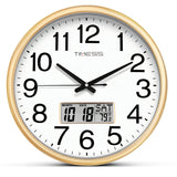 TIMESS 13-inch wood grain wall clock, perpetual calendar, silent timekeeping