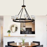 Wagon Wheel Chandelier Farmhouse Modern Small Crystal Round Chandelier
