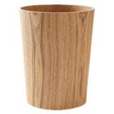 Round Stackable Wastebasket, Natural Wood Garbage Recycling Bin for Bathrooms