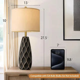 27.5" Ceramic Table Lamps for Bedroom Living Room Lamps Set of 2 Modern