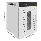 20-Trays Stainless Steel Food Dryer,110V Silver Rectangular Food Dehydrator 46*40*60cm