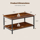JHK 31IN Wood Coffee Table For Living Room 2-Tier
