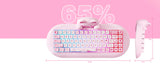 YUNZII C68 Wireless Gaming Keyboard, Hi-Fi Cute Cat Custom RGB Mechanical Keyboard, Silicone 65% Hot Swap Ergonomic Kitty Keeb