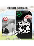 Car Cow Print Trash Can With Lid And Bag Roll Waterproof Auto Garbage Organizer For Vehicle