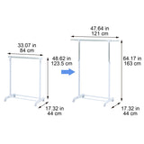 Adjustable Metal Rolling Garment Rack, Clothes Organizer with Wheels, Chrome & White, Portable Wardrobe