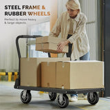 Collapsible Heavy-Duty Push Cart Dolly for Moving Large Items | Swivel Platform Hand Truck | Space-Saving Furniture Lifting Aid