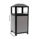 15 Gallon Commercial Outdoor Trash Can, Side Opening Outdoor Metal Waste Receptacle Industrial Waste Container