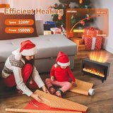 16" Electric Fireplace Heater with 3D Flame, 750W/1500W, Overheat Protection