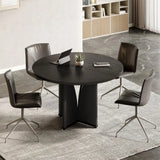 39 Small Round Conference Table with X-Base for Tight Spaces, Sleek Black