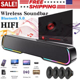 Wireless Bluetooth Subwoofer Bass Surround Sound Bar Speaker System Music Player For Laptop