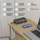 1pc Fast Charging Desktop Edge Power Strip Surge Protector W/ USB C,,8.8Ft