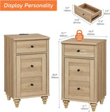 Set of 2 Nightstands w/ Charging Station, Power Outlets & USB Ports for Living
