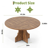 Farmhouse 47-Inch Round Kitchen Table for 4-6 People Adjustable Feet Wood Dining Table