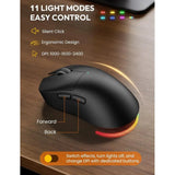 Backlit Typewriter Keyboard and Mouse Set with Magnetic Wrist Rest and Phone Holder