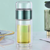 Tea Water Bottle High Borosilicate Glass Double Layer Tea Water Cup Infuser