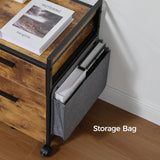 2Drawer Mobile File Cabinet with Wheels Solid Wood Rolling Storage Cabinet
