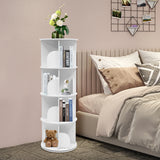 4 Tier Rotating Bookshelf 360° Spinning Display Rack with Wheels