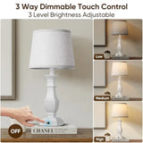 Dimmable Table Lamps Set of 2, Rustic Farmhouse Table Lamps for Bedroom