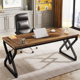Tribesigns 63" Large Industrial Executive Desk with Extra Thickened Tabletop & Metal Frame
