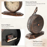 8-Inch Antique Mantel Clocks for Living Room, Retro Table Metal Silent