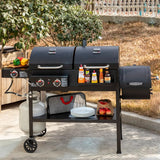 2-Burner Gas and Charcoal Combo Grill with Offset Smoker & Side Burner