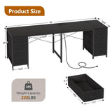 78" 2 Person Desk with 8 Fabric Drawers, Long Computer Desk Home Office Desk with Storage