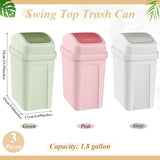 Pcs Bathroom Trash Can with Swing Lid Small Garbage Can Plastic Bathroom Trashcan