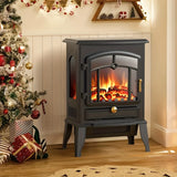 5100 BTU Electric Fireplace Stove Heater with Adjustable Flame & Thermostat