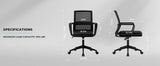 SUKIDA Mid-Back Upholstery Mesh Office Chair Black Height-Adjustable Armrests Executiv