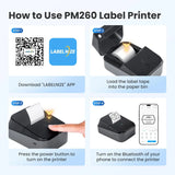 PM260 Label Maker Machine with Tape, 2 Inch Label Tape Maker Bluetooth Label Printer, Inkless Portable Label Maker with