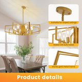 Modern 8-Light Geometric Chandelier Adjustable Height Metal Pendant Light with Black
