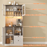 71‘’Kitchen Pantry Storage Cabinet with LED Lights and Power Outlet