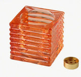 3 Colors Nordic Glass Candle Holder (Orange/Blue/Green), Square Striped 2 In 1