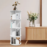 4 Tier Rotating Bookshelf 360° Spinning Display Rack with Wheels