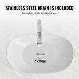 Oval Vessel Sink, 23.3" x 14.2" Bathroom Vessel Sink Bowl Countertop, White Ceramic Bathroom Sinks Above Counter, Bowl Sink with Modern Style, Well-Packaged for Bathroom