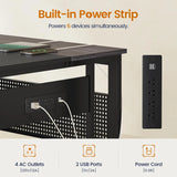 71 in Executive Desk with Power Outlets, Reversible L Shaped Computer Desk