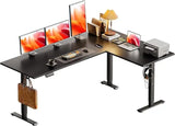 63 Inch Electric L Shaped Standing Desk Reversible Corner Height Adjustable