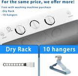 Portable Twin Tub Washing Machine for Dorms, Apartment - Comes with Drying Rack and 10 Hangers